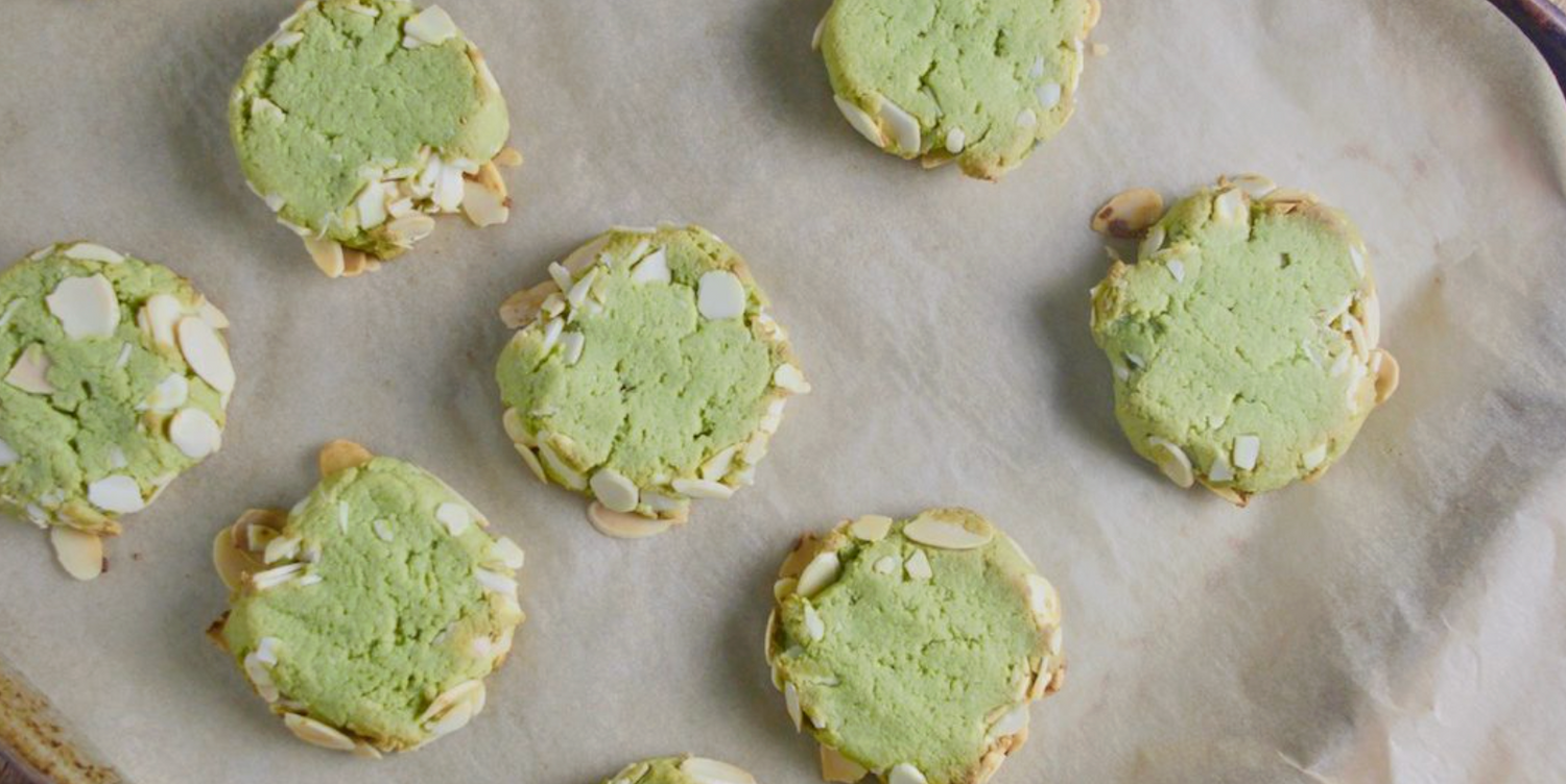 Slice and Bake Matcha Almond Cookies