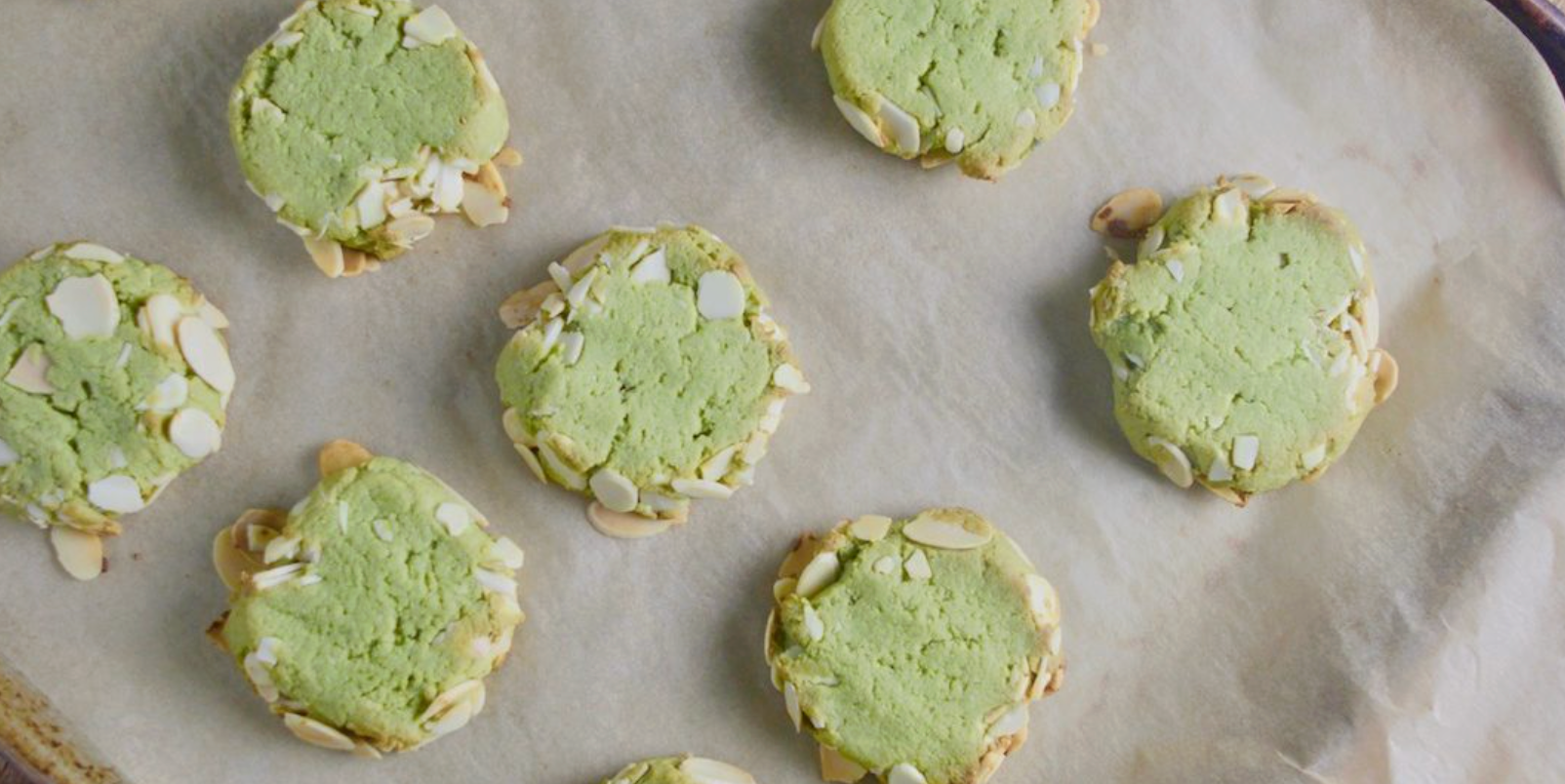 Slice and Bake Matcha Almond Cookies