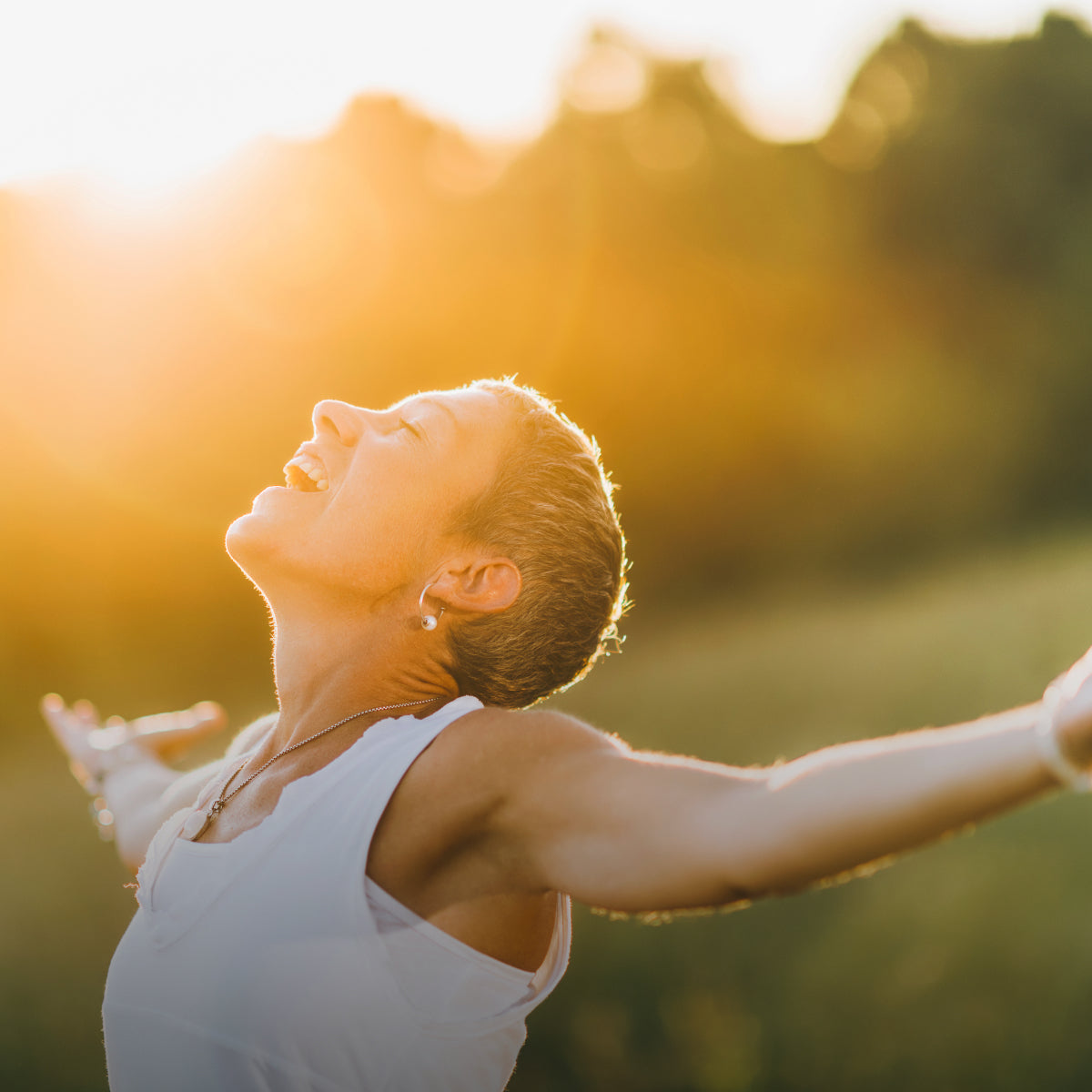 woman with short hair and energy